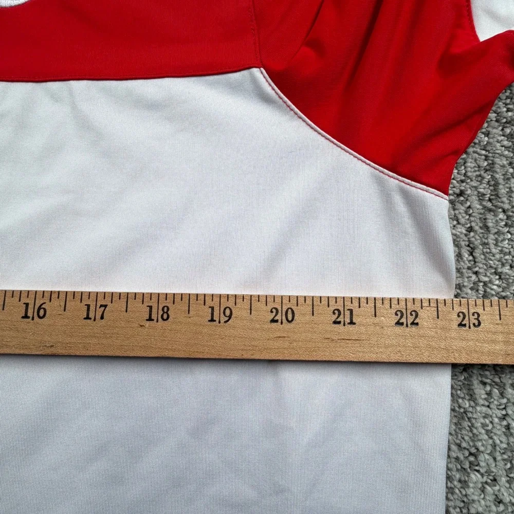 Nike Golf Polo Mens Large Red White Colorblock Dri-FIT Standard Fit 725527-657